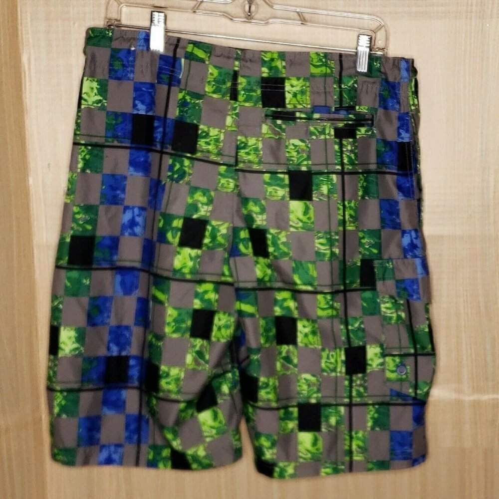 O'rageous Mens Green Blue Abstract Print Board Shorts 30